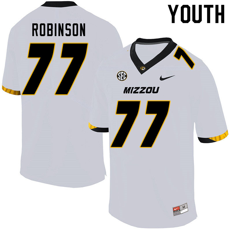 Youth #77 Thalen Robinson Missouri Tigers College Football Jerseys Sale-White - Click Image to Close